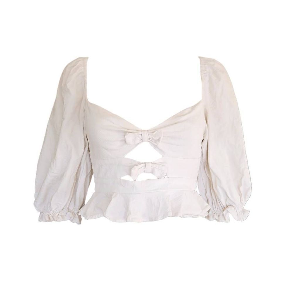 coquette cutout bow milkmaid blouse